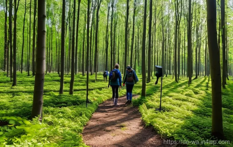 탄소 격리 식재 프로젝트의 자원 조달 전략 - **Prompt: "Two professional foresters or ecologists, one male and one female, in their late 30s to 5...