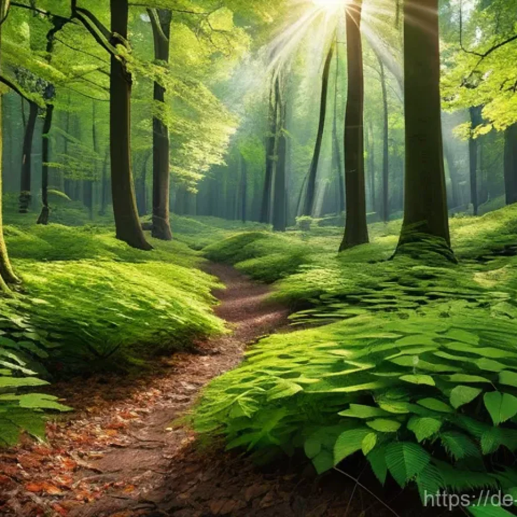 탄소 격리 식재의 생태학적 원리 - **A Majestic Forest Ecosystem as a Carbon Sink**: A breathtaking, realistic depiction of a dense, vi...