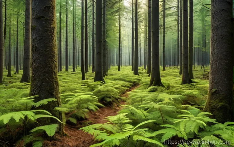 탄소 격리 식재 프로젝트 성공 사례 분석 - **Prompt:** A dynamic, split-image composition showcasing the stark contrast between two forest ecos...